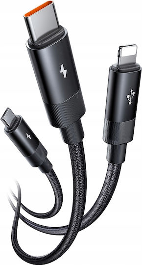 Mcdodo LED USB to Type-C / Lightning / micro USB Cable 3.5A Μαύρο 1.2m (CA-5790)