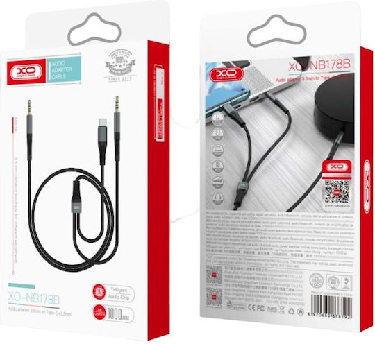 XO NB-178B Geflochten USB zu Typ-C,TC-TC Kabel Schwarz 1m (16.005.0118)