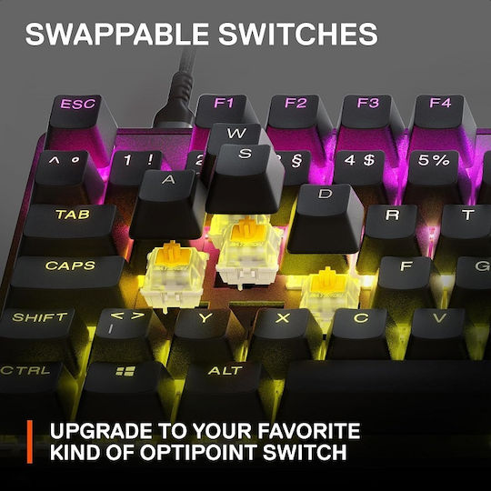 SteelSeries Apex 9 TKL Οπτικό Gaming Πληκτρολόγιο με SteelSeries OptiPoint διακόπτες και RGB φωτισμό (Αγγλικό US)