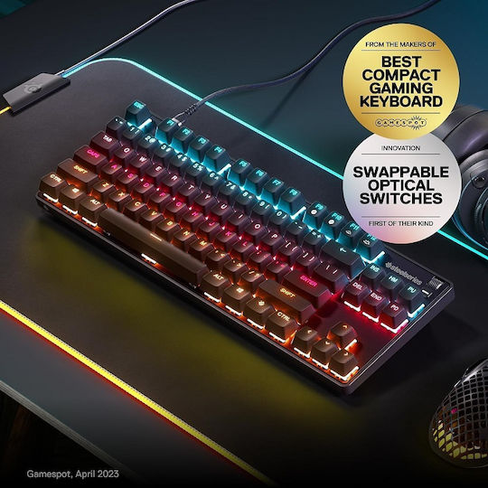 SteelSeries Apex 9 TKL Οπτικό Gaming Πληκτρολόγιο με SteelSeries OptiPoint διακόπτες και RGB φωτισμό (Αγγλικό US)