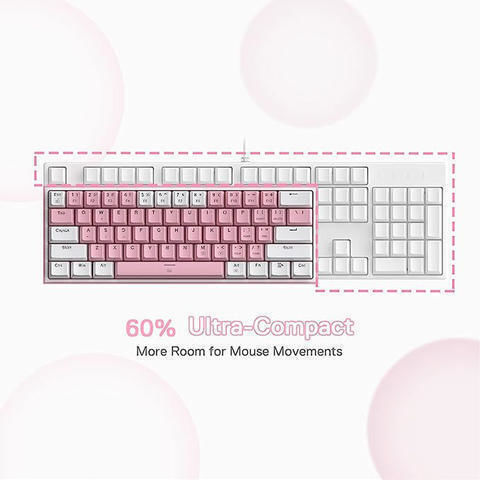 Redragon K616-RGB Fizz Pro Gaming Μηχανικό Πληκτρολόγιο 60% με Custom Red διακόπτες και RGB φωτισμό (Αγγλικό US) Pink/White