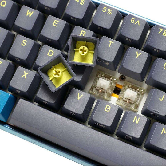 Ducky One 3 Mini Daybreak Gaming Mechanische Tastatur 60% mit Cherry MX Geräuschlos Rot Schaltern und RGB-Beleuchtung (Englisch US) Blue/Grey