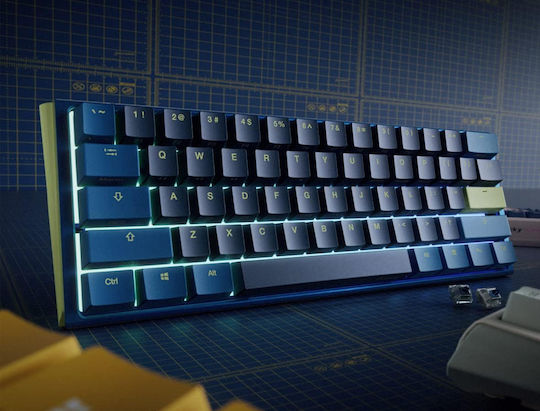 Ducky One 3 Mini Daybreak Gaming Mechanische Tastatur 60% mit Cherry MX Geräuschlos Rot Schaltern und RGB-Beleuchtung (Englisch US) Blue/Grey