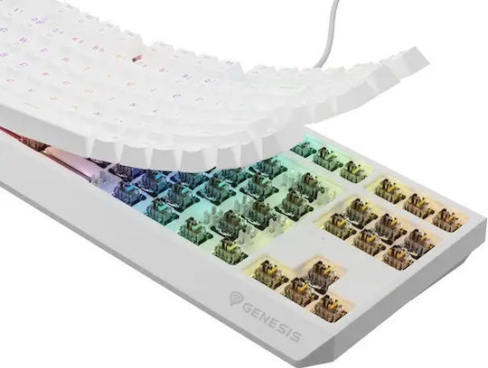 Genesis Thor 230 TKL Gaming Mechanical Keyboard Tenkeyless with Outemu Brown switches and RGB lighting (English US) White