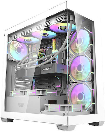 Darkflash DS900 Gaming Midi-Turm Computergehäuse mit Seitenfenster Weiß