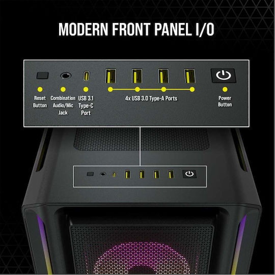 Corsair ICUE 5000T RGB Gaming Midi-Turm Computergehäuse mit Seitenfenster Schwarz