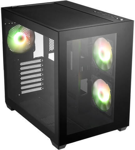 FSP/Fortron CMT380 Gaming Midi-Turm Computergehäuse mit Seitenfenster und RGB-Beleuchtung Schwarz
