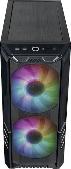 CoolerMaster HAF 500 Геймърско Midi Tower Компютърна Кутия със Страничен Прозорец и RGB Осветление Черна