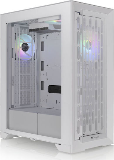 CTE T500 TG ARGB Snow Gaming Full Tower Computer Case with Side Window White