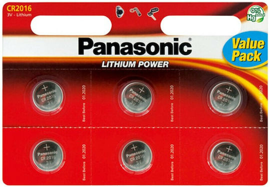Panasonic Power Батерии Литий За часовници CR2016 3V 6бр