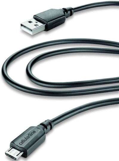 Cellular Line Regular USB 2.0 to micro USB Cable Μαύρο 2m (USBDATACMICROUSB2M)