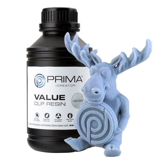 PrimaCreator Value UV / DLP Resin for 3D Printer Light Grey 500ml