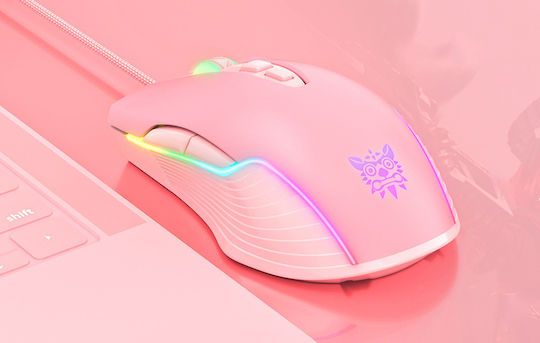 Onikuma CW905 RGB Gaming Ποντίκι 6400 DPI Ροζ