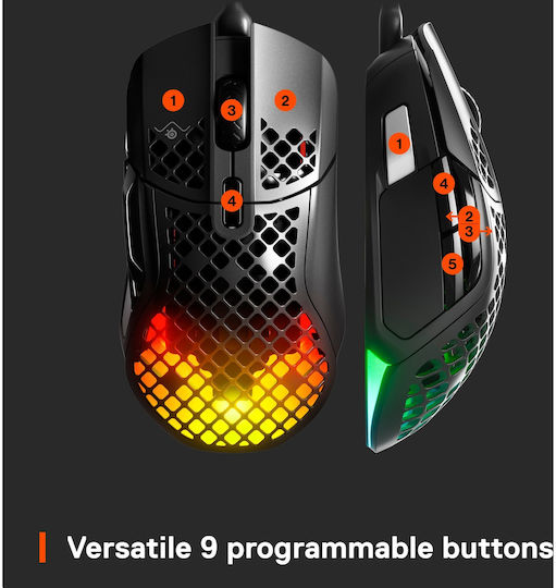 SteelSeries Aerox 5 RGB Mouse de Gaming 18000 DPI Negru Mat