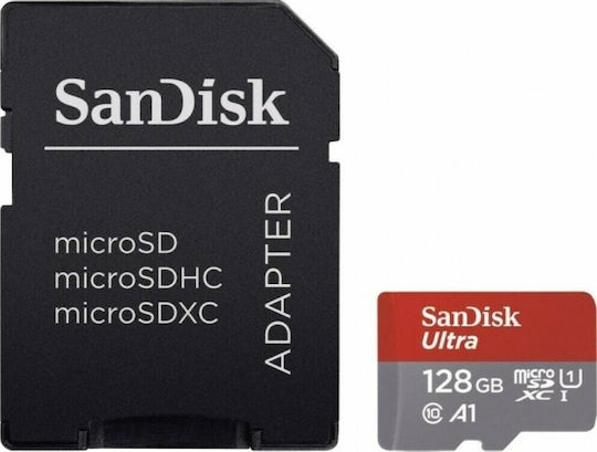 Sandisk Ultra microSDXC 128GB U1 A1 UHS-I 140MB/s με αντάπτορα