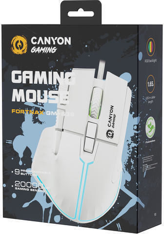 Canyon Fortnax GM-636 RGB Gaming Ποντίκι 20000 DPI Λευκό