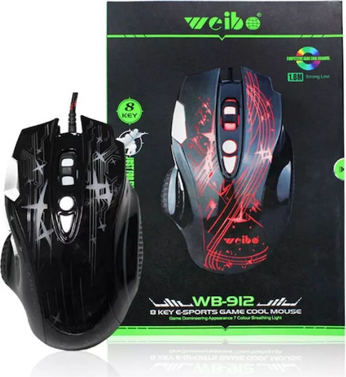 Weibo WB912 RGB Gaming Ποντίκι Μαύρο