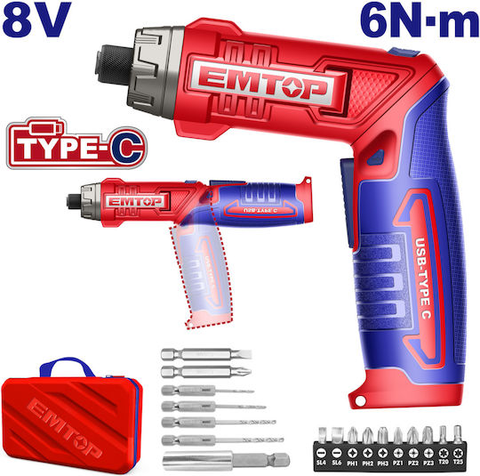 Emtop ECSR0803 Akku-Schraubenzieher 8V