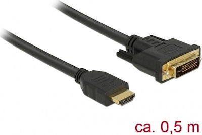 DeLock 0.5m DVI-I male to HDMI male Cable Black (85651)