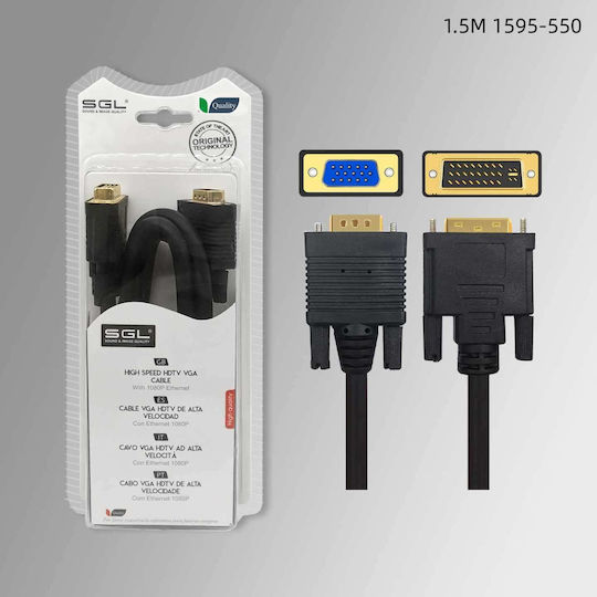 SGL Kabel DVI-I-Stecker - VGA-Stecker 1.5m Schwarz (095028)