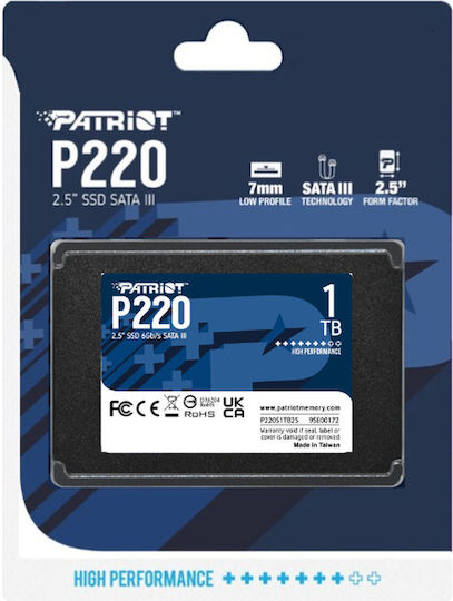 Patriot P220 SSD 1TB Type 2.5'' with SATA III Connection P220S1TB25
