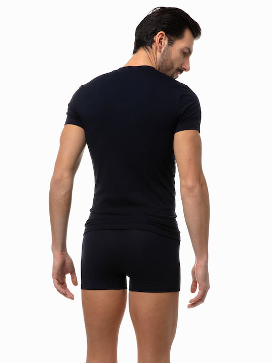 Minerva Men's Undershirt Short-sleeved in Black Color