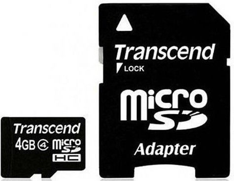 Transcend microSDHC 4GB Class 4 UHS-I με αντάπτορα