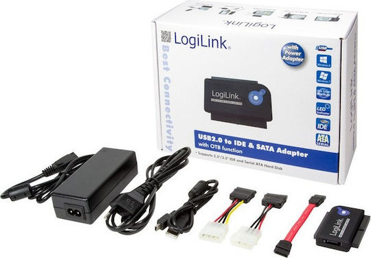 LogiLink AU0006D USB 2.0 to IDE & SATA Adapter with OTB Black