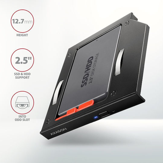 Axagon Caddy ODD - 2.5" SATA SSD/HDD 12.7mm in DVD Slot Negru (RSS-CD12)