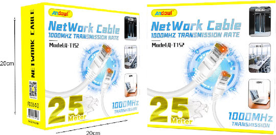 Andowl U/UTP Cat.5 Ethernet Network Cable 25m White 1pcs