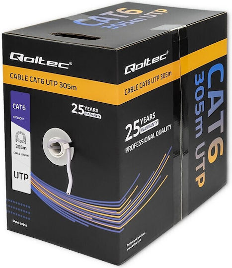 Qoltec U/UTP Кат.6 (Gigabit) Мрежов Кабел Ethernet 305м Сив