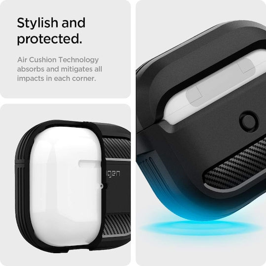 Spigen Rugged Armor Case Silicone with Hook Matte Black for Apple AirPods 3