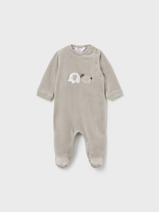 Mayoral Baby Bodysuit Set Velvet Tabac Brown 2pcs