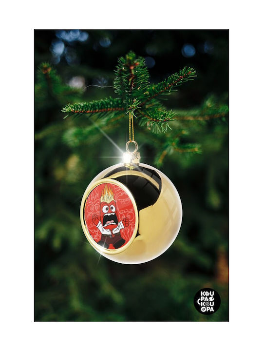 Inside Out Anger Ornament Christmas Tree Ball Gold 8cm