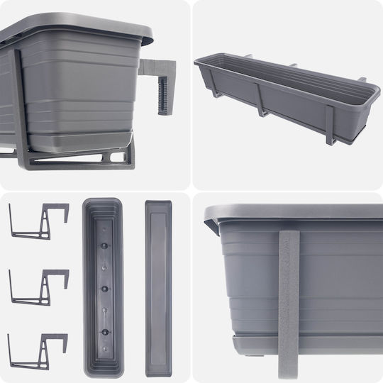 Kadax Balcony Box Planter 80cm Handles Base Balcony Railing