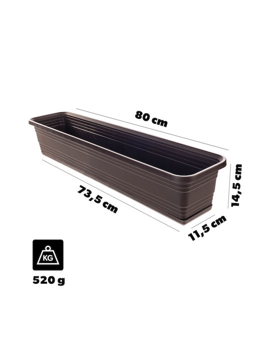 Kadax Balcony Planter Box Flower Pot 80cm + Saucer Mocha Kadax Balcony Planter Box Flower Pot 80cm + Saucer Mocha