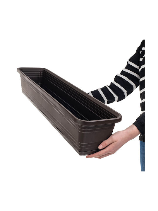 Kadax Balcony Planter Box Flower Pot 80cm + Saucer Mocha