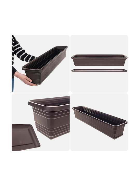 Kadax Balcony Planter Box Flower Pot 80cm + Saucer Mocha