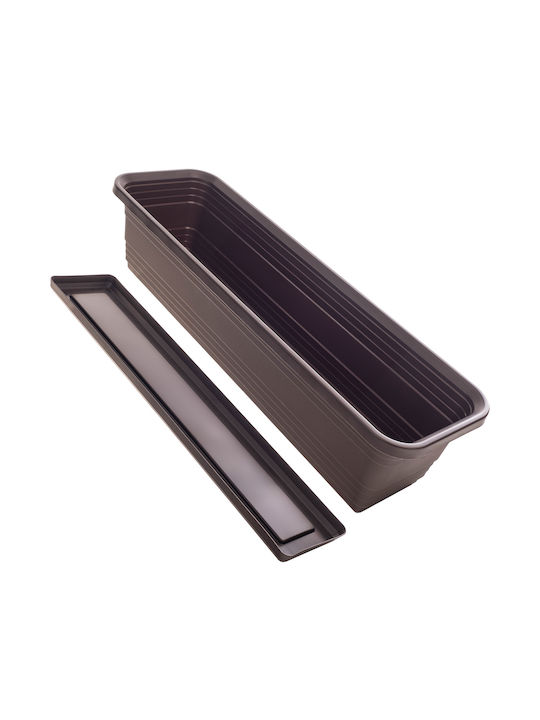 Kadax Balcony Planter Box Flower Pot 60cm + Saucer Mokka