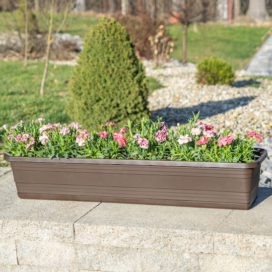 Jardinieră pentru balcon Kadax, ghiveci de flori 60cm + farfurie Mokka