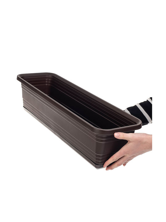 Kadax Balcony Planter Box Flower Pot 60cm + Saucer Mokka