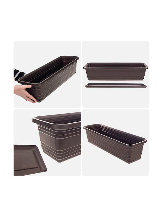 Kadax Balcony Planter Box Flower Pot 60cm + Saucer Mokka