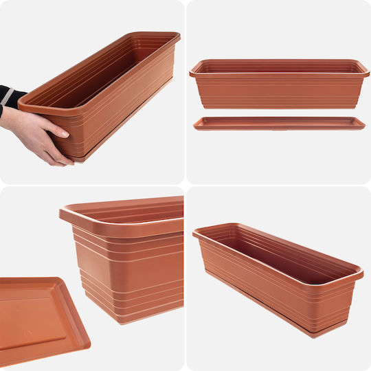 Kadax Balcony Planter Box Flower Pot 60cm + Terracotta Saucer