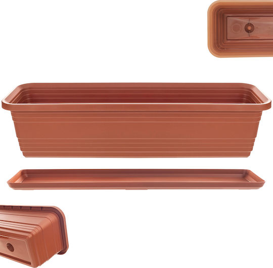 Kadax Jardiniere pentru Balcon Ghiveci de Flori 60cm + Farfurie Teracotă