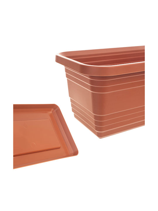 Kadax Balcony Planter Box Flower Pot 60cm + Terracotta Saucer