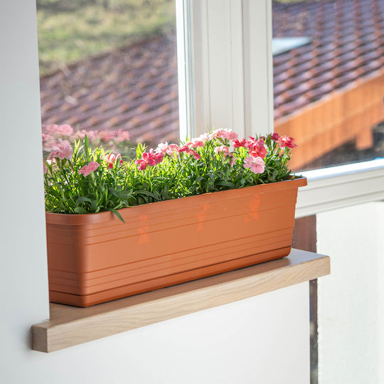 Kadax Jardiniere pentru Balcon Ghiveci de Flori 60cm + Farfurie Teracotă