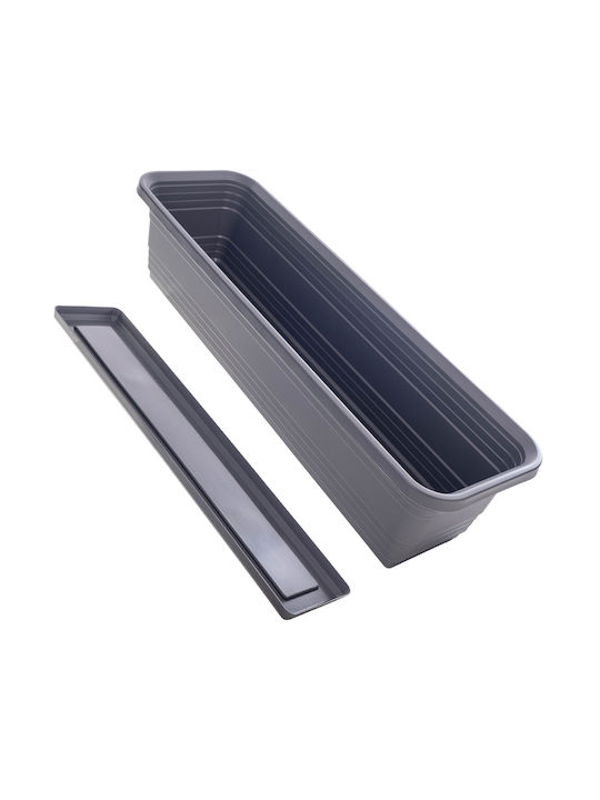 Kadax Balkon Pflanzkasten Blumenkasten 60cm + Untersetzer Anthrazit