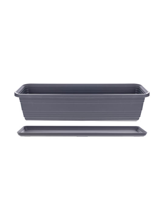 Kadax Balkon Pflanzkasten Blumenkasten 60cm + Untersetzer Anthrazit