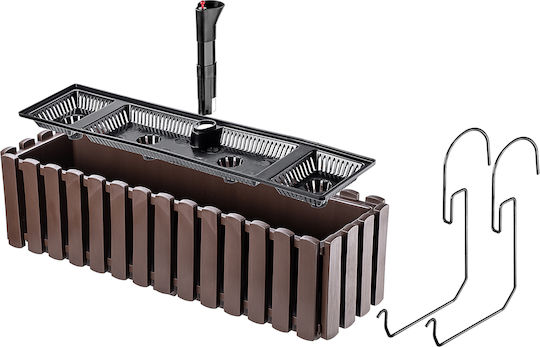 Kadax Balkon Blumenkasten 58cm + 2 braune Halterungen