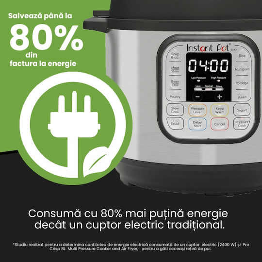 Instant Pot Instant Pot Duo Мултикукър 1200W с Капацитет 7.6лт Сребрист